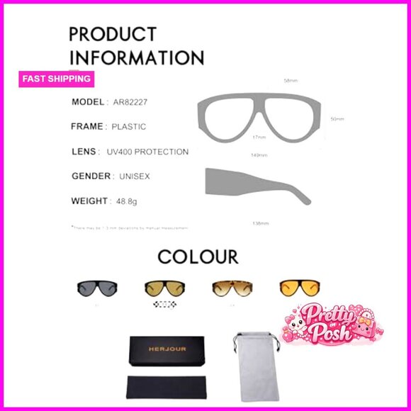 Oversized Retro Aviator Sunglasses with UV Protection main image 5